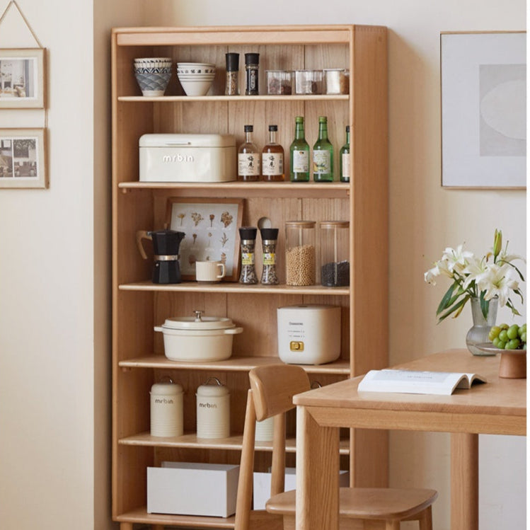 Beech Solid Wood Bookshelf Combination, Open Storage Cabinet