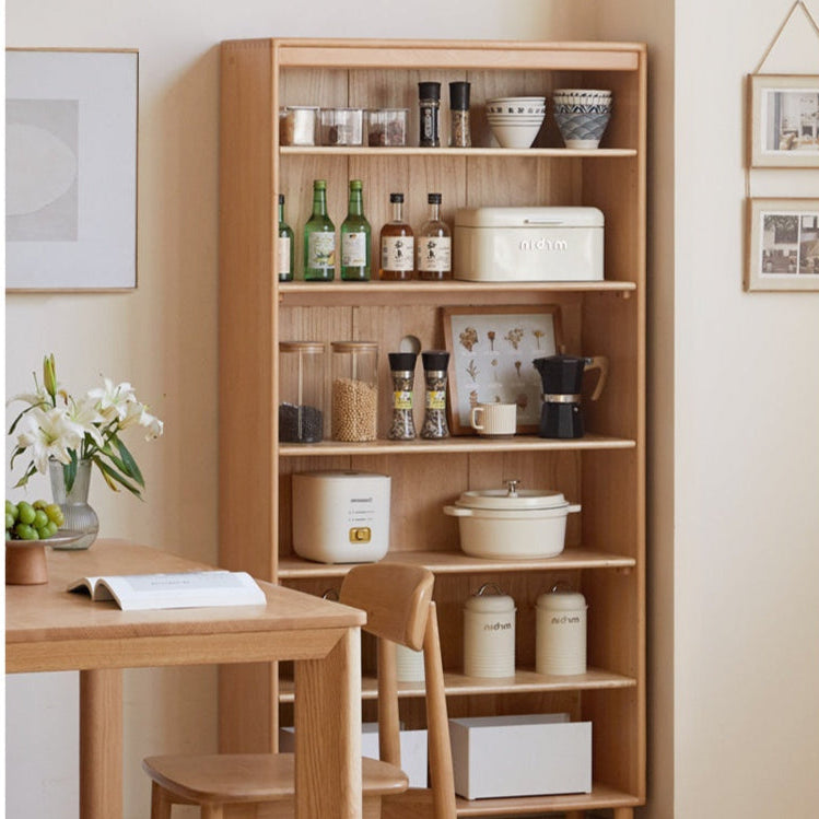 Beech Solid Wood Bookshelf Combination, Open Storage Cabinet