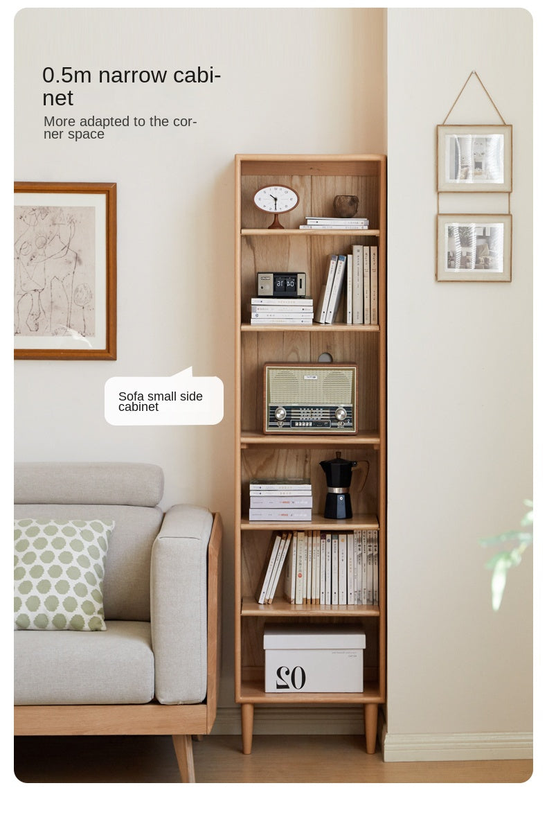 Beech Solid Wood Bookshelf Combination, Open Storage Cabinet