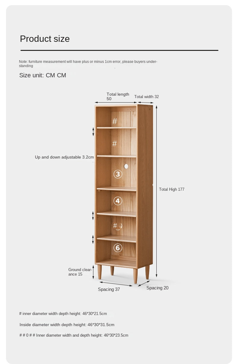 Beech Solid Wood Bookshelf Combination, Open Storage Cabinet