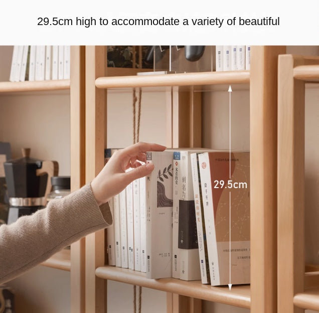 Beech Solid Wood Bookshelf, Storage Rack