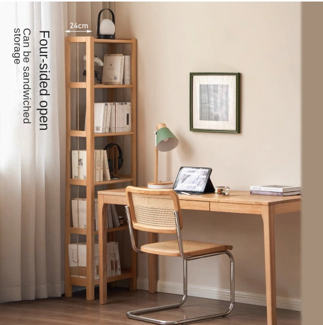 Beech Solid Wood Bookshelf, Storage Rack