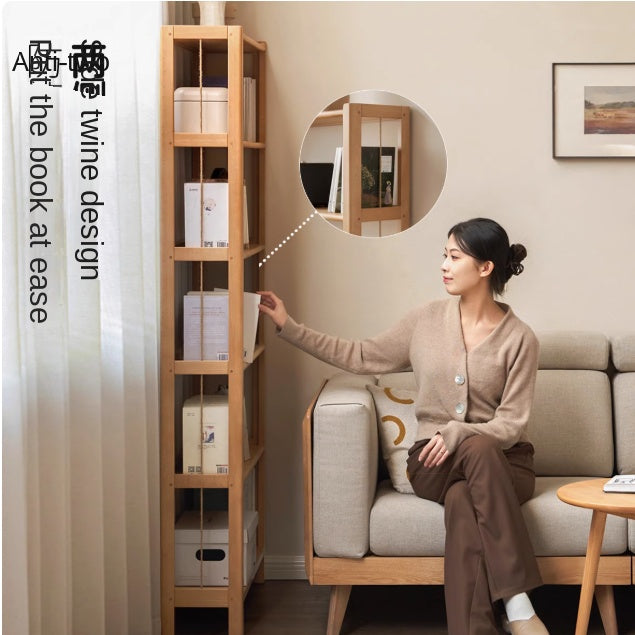 Beech Solid Wood Bookshelf, Storage Rack