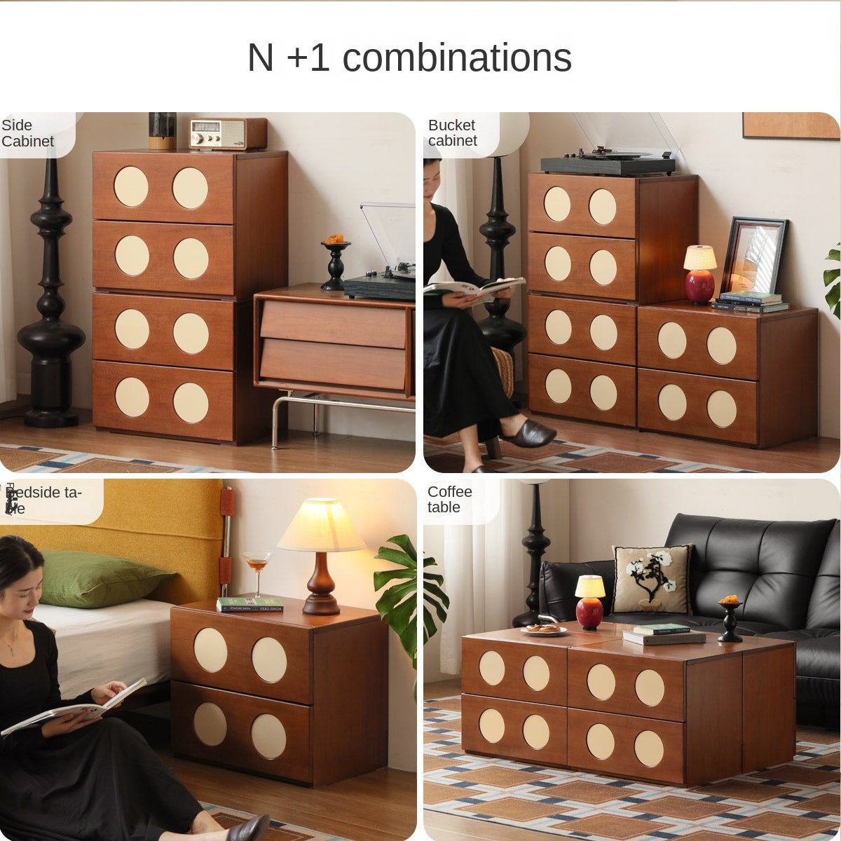 Poplar Solid Wood Ancient Style Module Combination TV Cabinet.