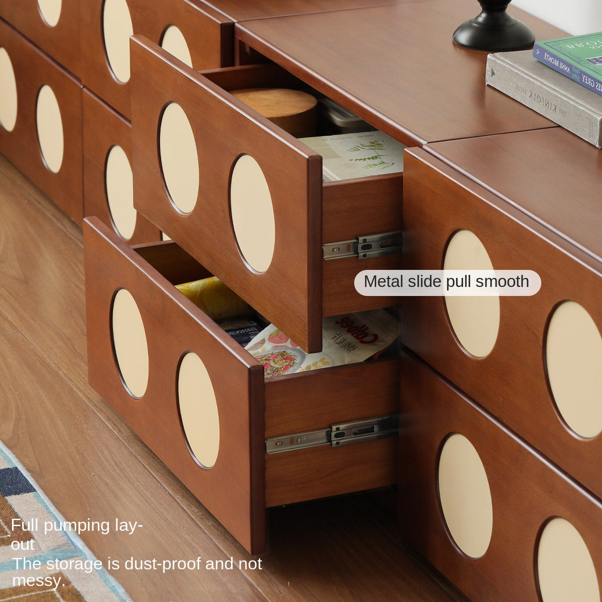 Poplar Solid Wood Ancient Style Module Combination TV Cabinet.
