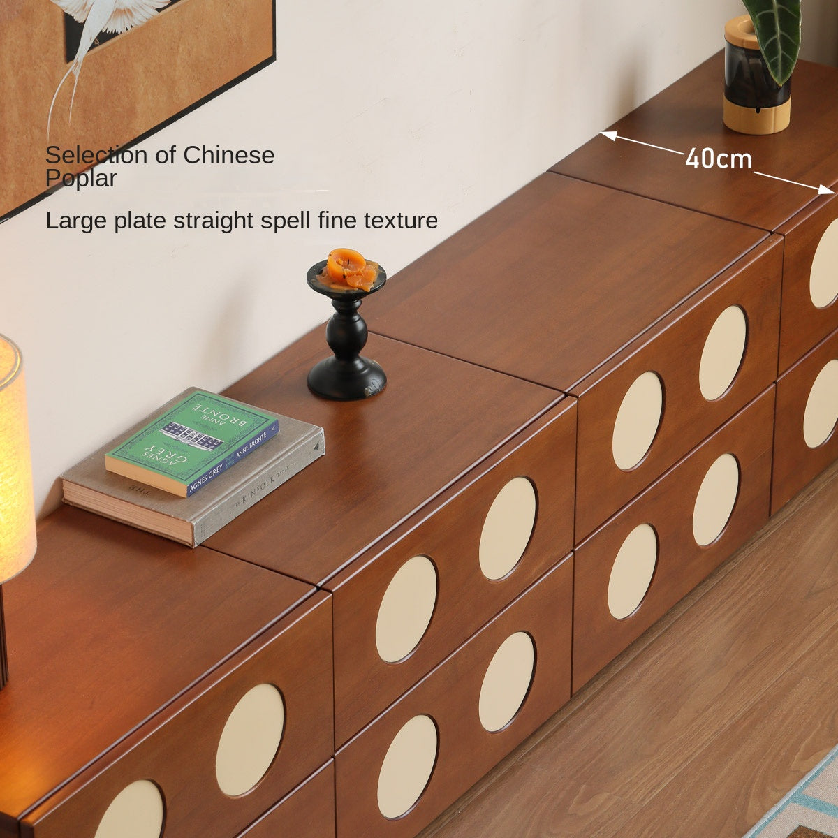 Poplar Solid Wood Ancient Style Module Combination TV Cabinet.