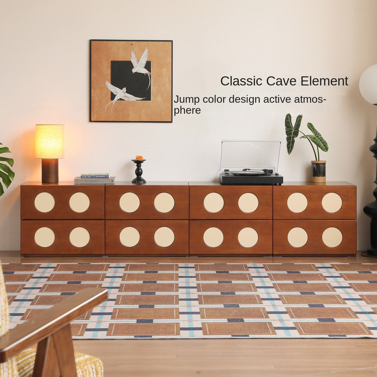 Poplar Solid Wood Ancient Style Module Combination TV Cabinet.