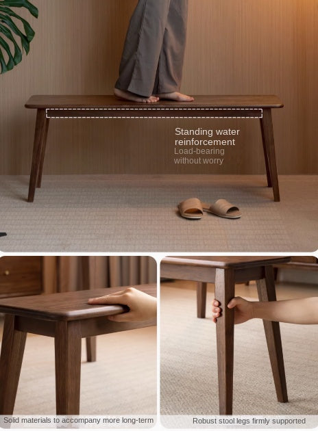 Black Walnut Solid Wood, Sandalwood Modern Long Bench