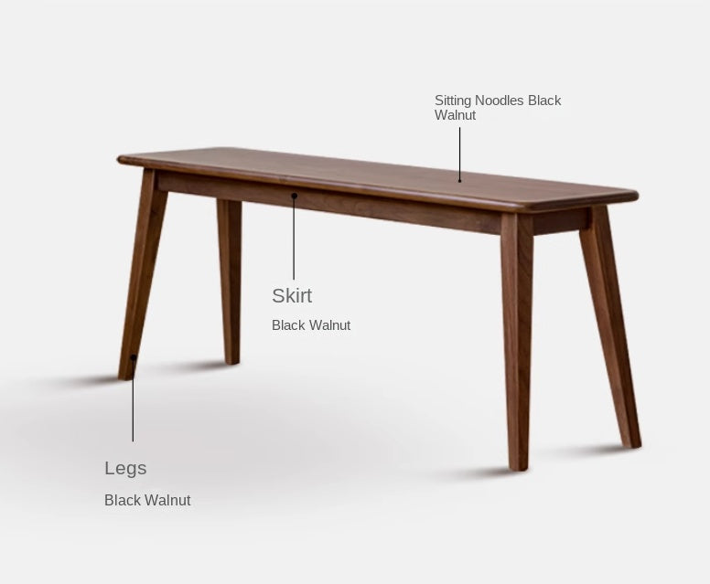 Black Walnut Solid Wood, Sandalwood Modern Long Bench