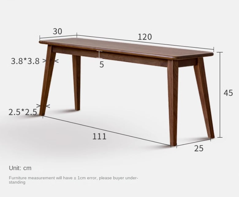 Black Walnut Solid Wood, Sandalwood Modern Long Bench