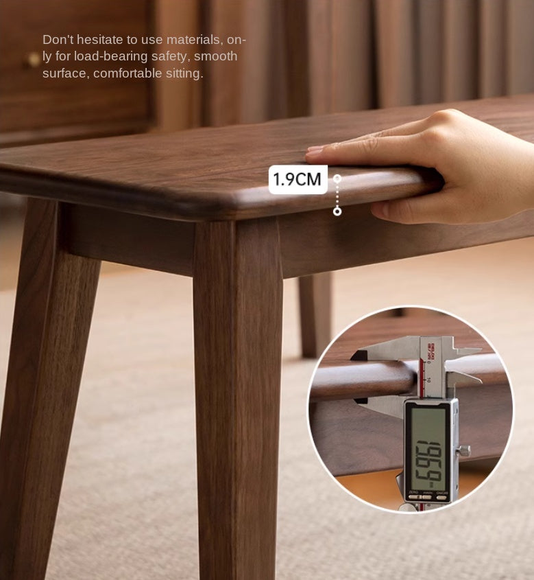 Black Walnut Solid Wood, Sandalwood Modern Long Bench