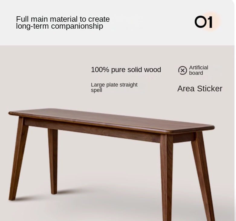 Black Walnut Solid Wood, Sandalwood Modern Long Bench
