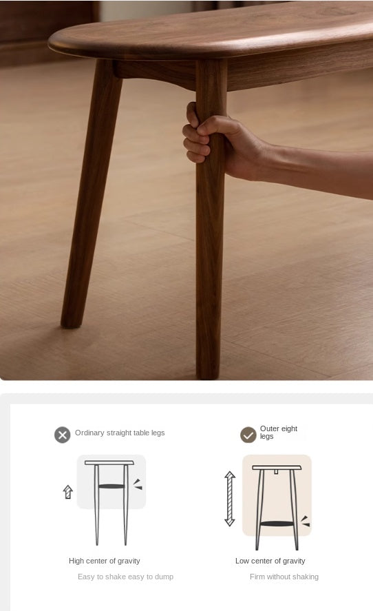 Black Walnut, Oak Solid Wood Nordic Long Bench