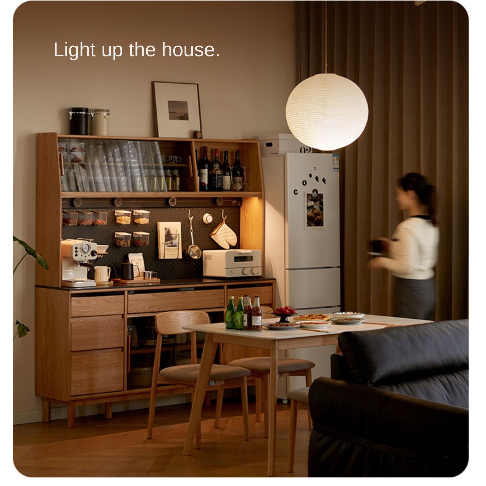 Oak, Ash Solid Wood Modern Rock Board Sideboard