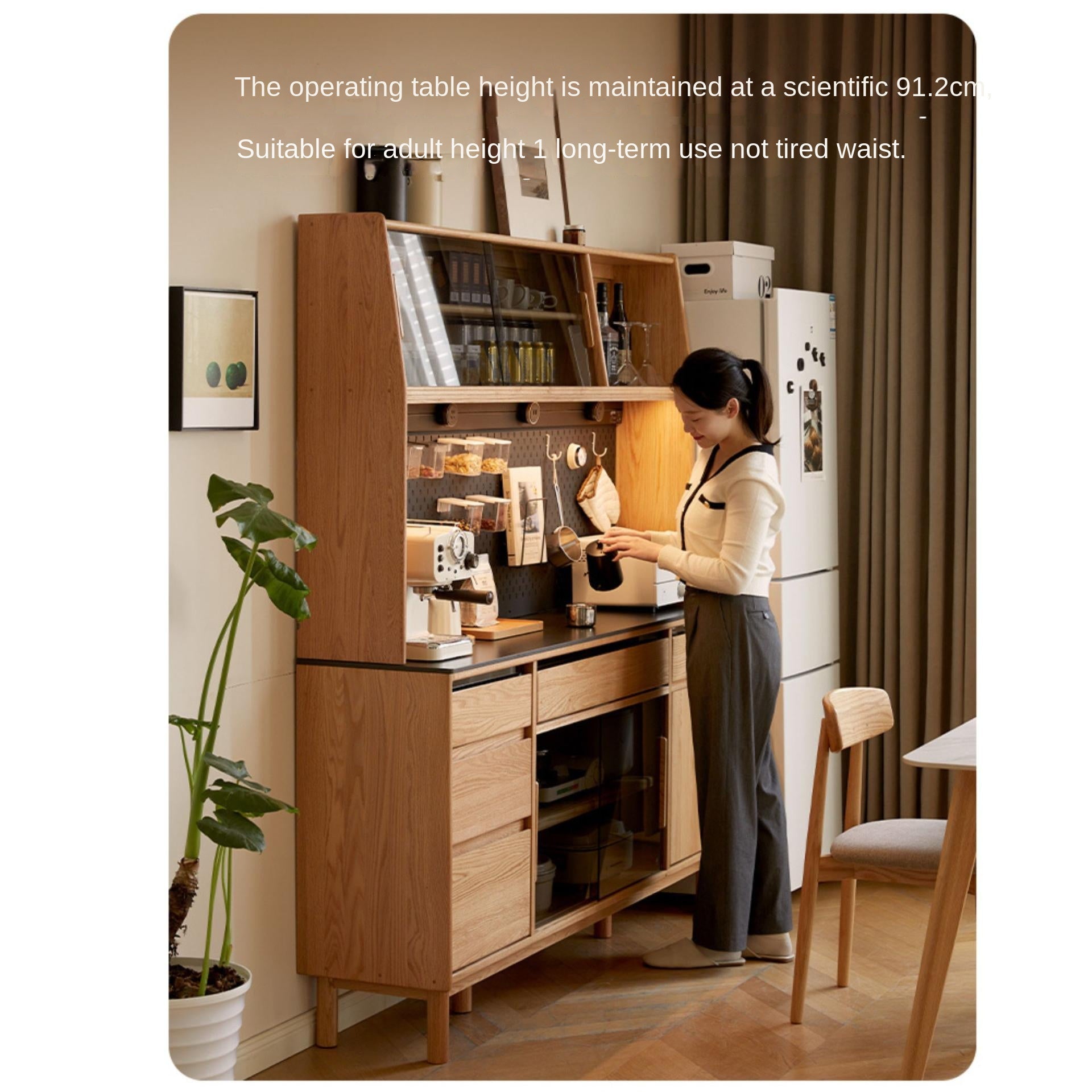 Oak, Ash Solid Wood Modern Rock Board Sideboard