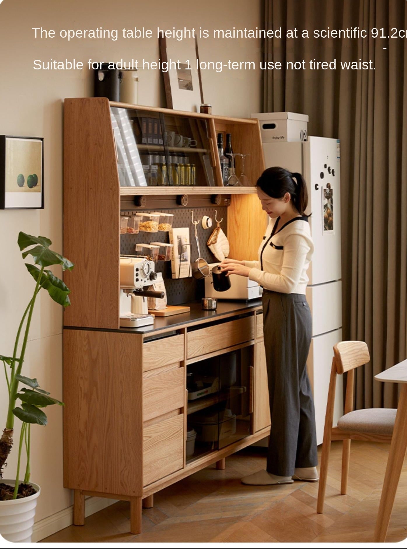 Oak, Ash Solid Wood Modern Rock Board Sideboard