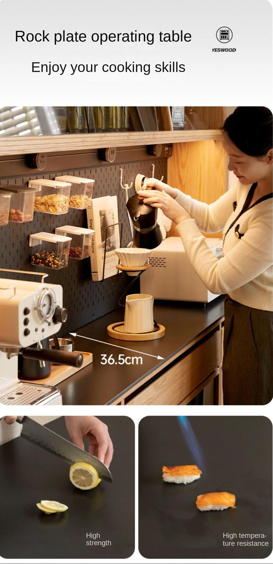 Oak, Ash Solid Wood Modern Rock Board Sideboard