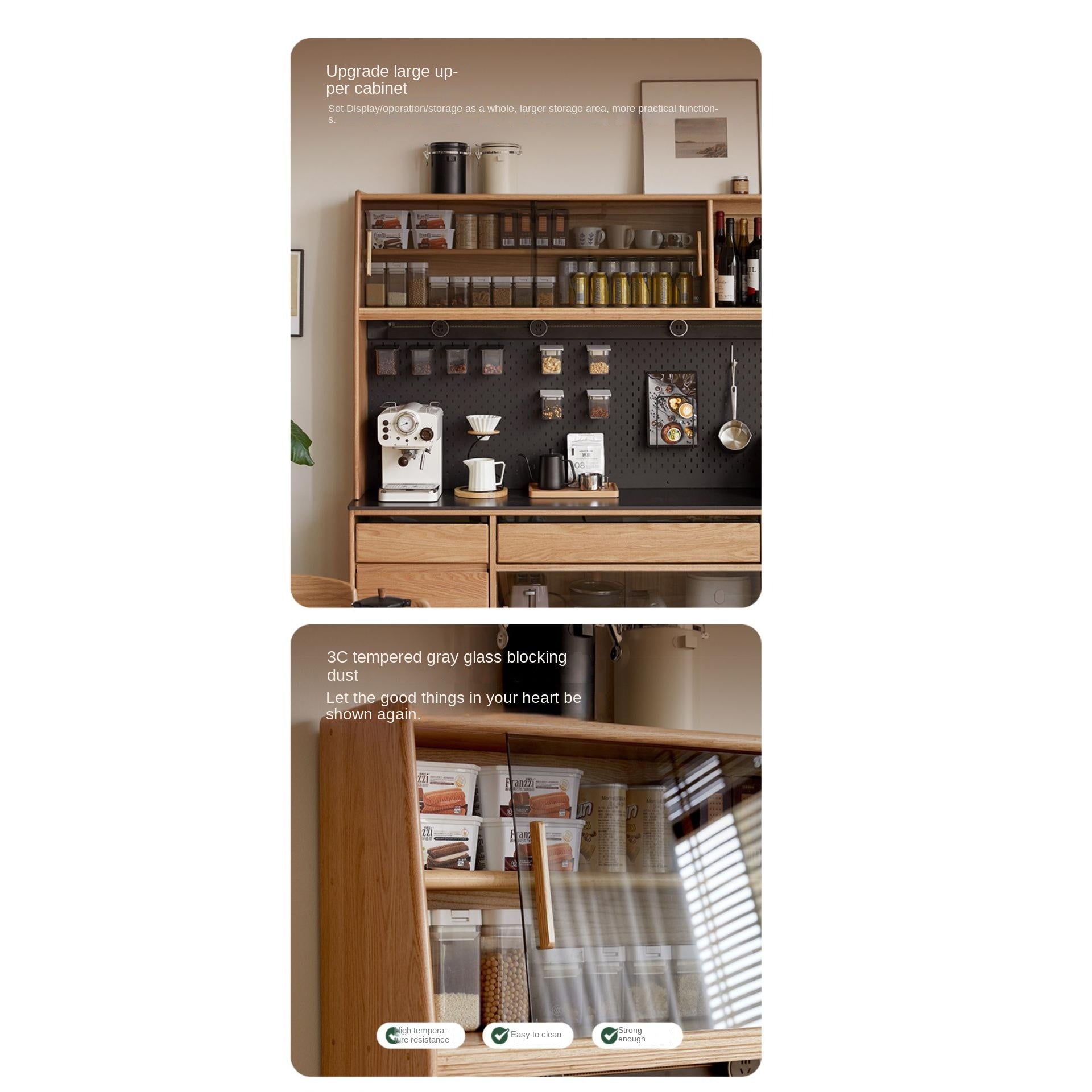 Oak, Ash Solid Wood Modern Rock Board Sideboard