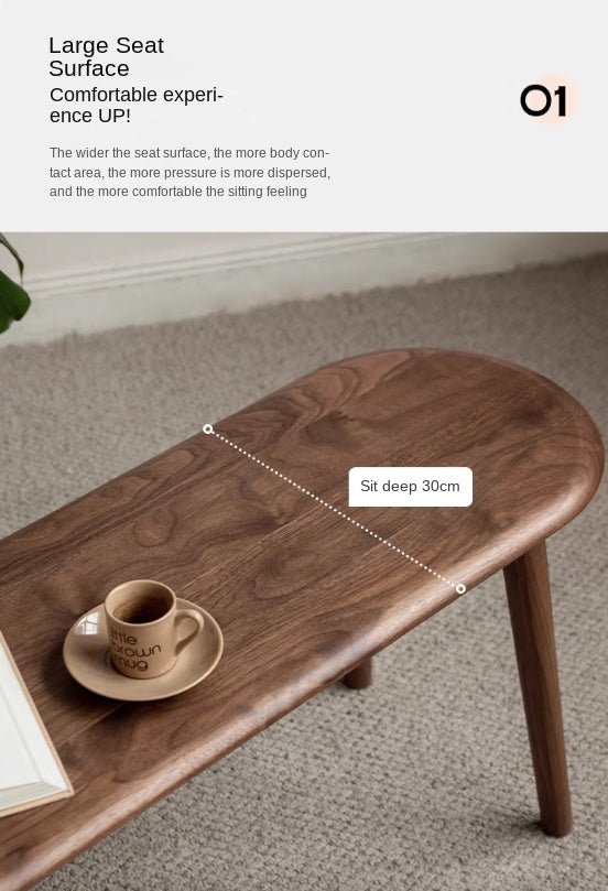 Black Walnut, Oak Solid Wood Nordic Long Bench