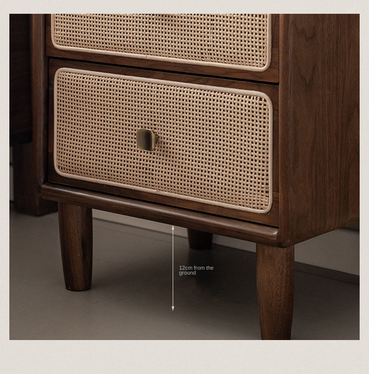 Black Walnut, Beech Solid Wood Nightstand.
