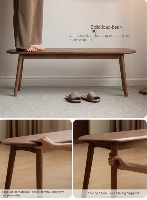 Black Walnut, Oak Solid Wood Nordic Long Bench