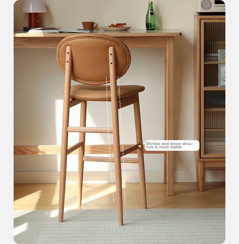 Oak Solid Wood Soft Japanese Modern Bar Chair