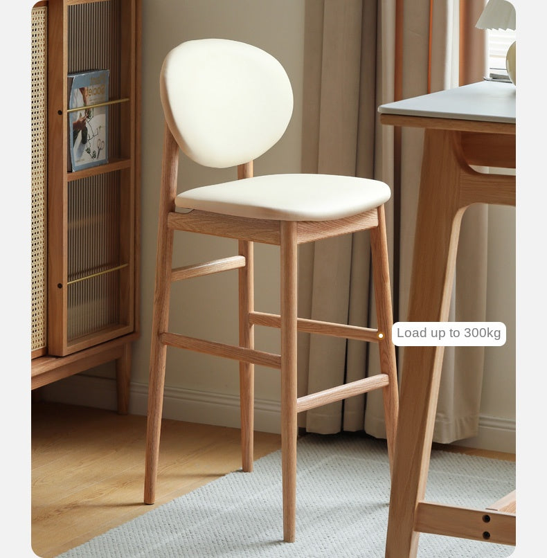 Oak Solid Wood Soft Japanese Modern Bar Chair