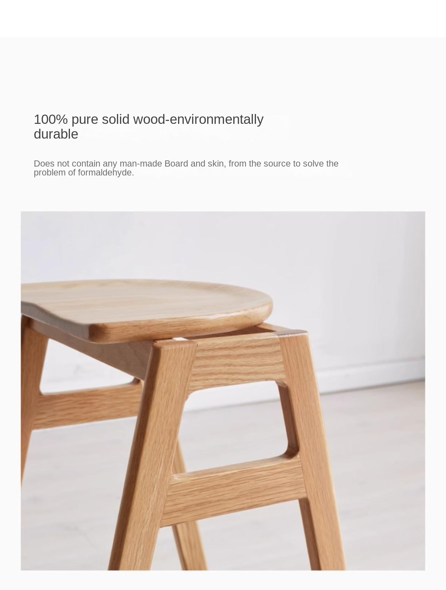 2 pcs- Oak Solid Wood High Bar Chair