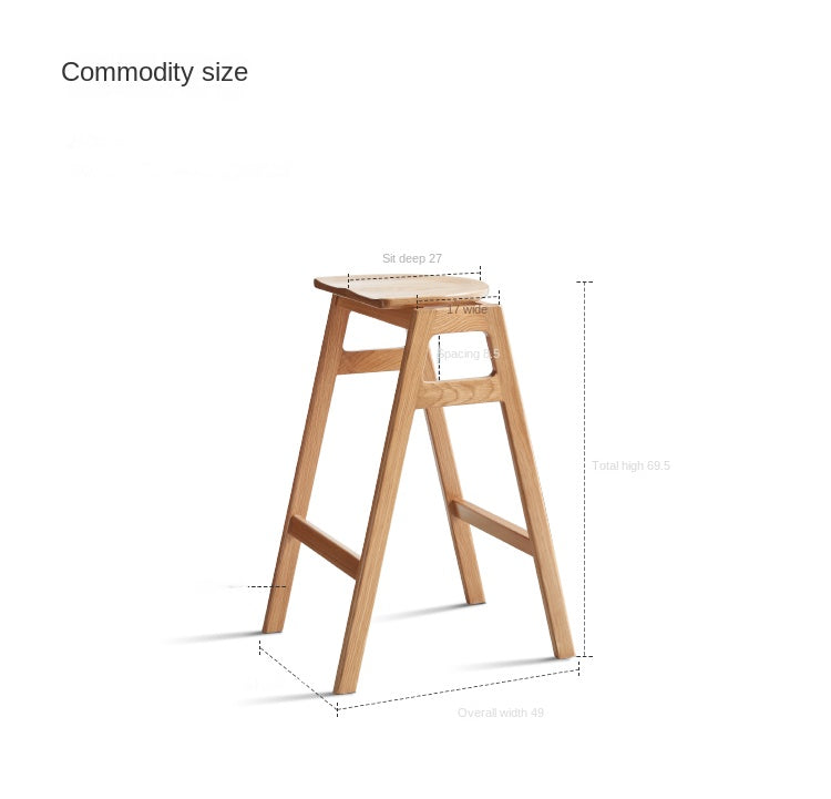 2 pcs- Oak Solid Wood High Bar Chair