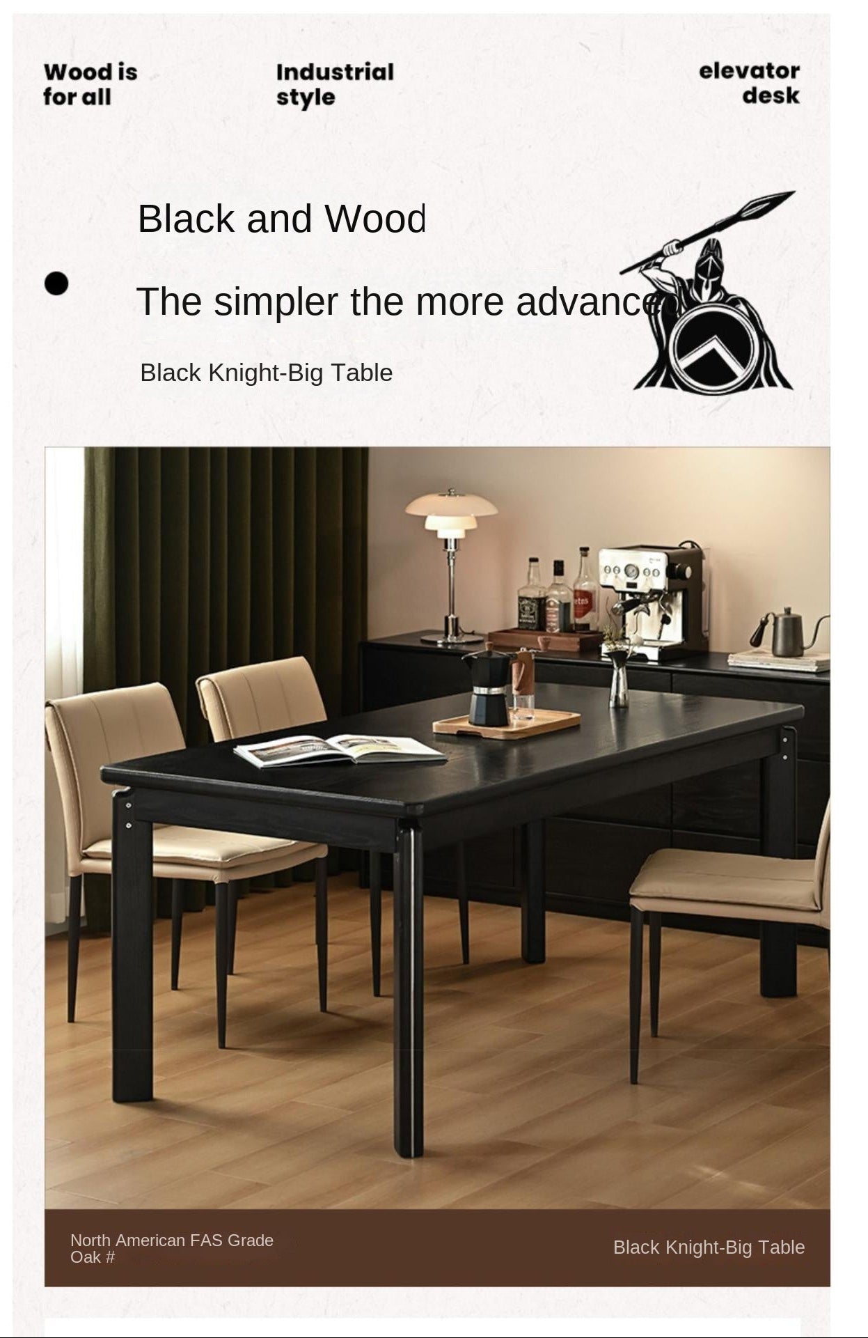 Ash, Oak Solid Wood Large Dining Table