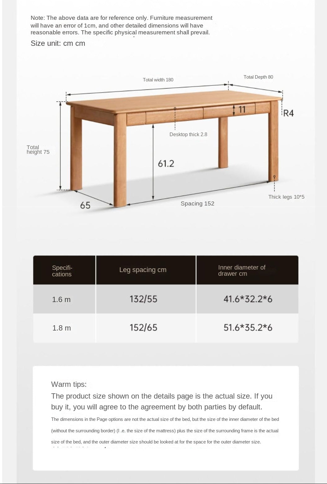 Cherry Solid Wood office Desk Large Size.