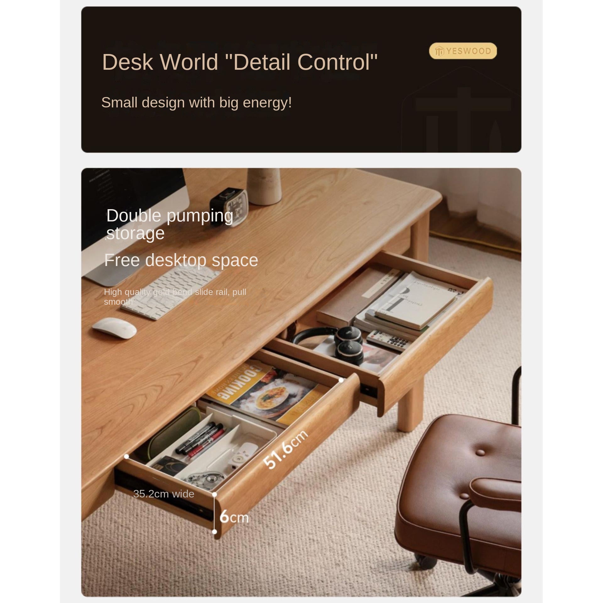 Cherry Solid Wood office Desk Large Size.