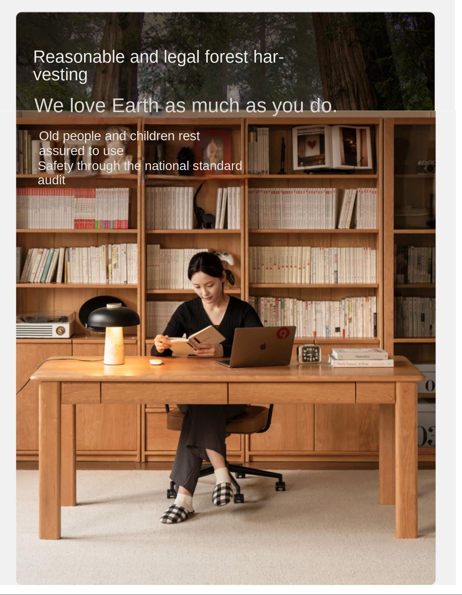 Cherry Solid Wood office Desk Large Size.