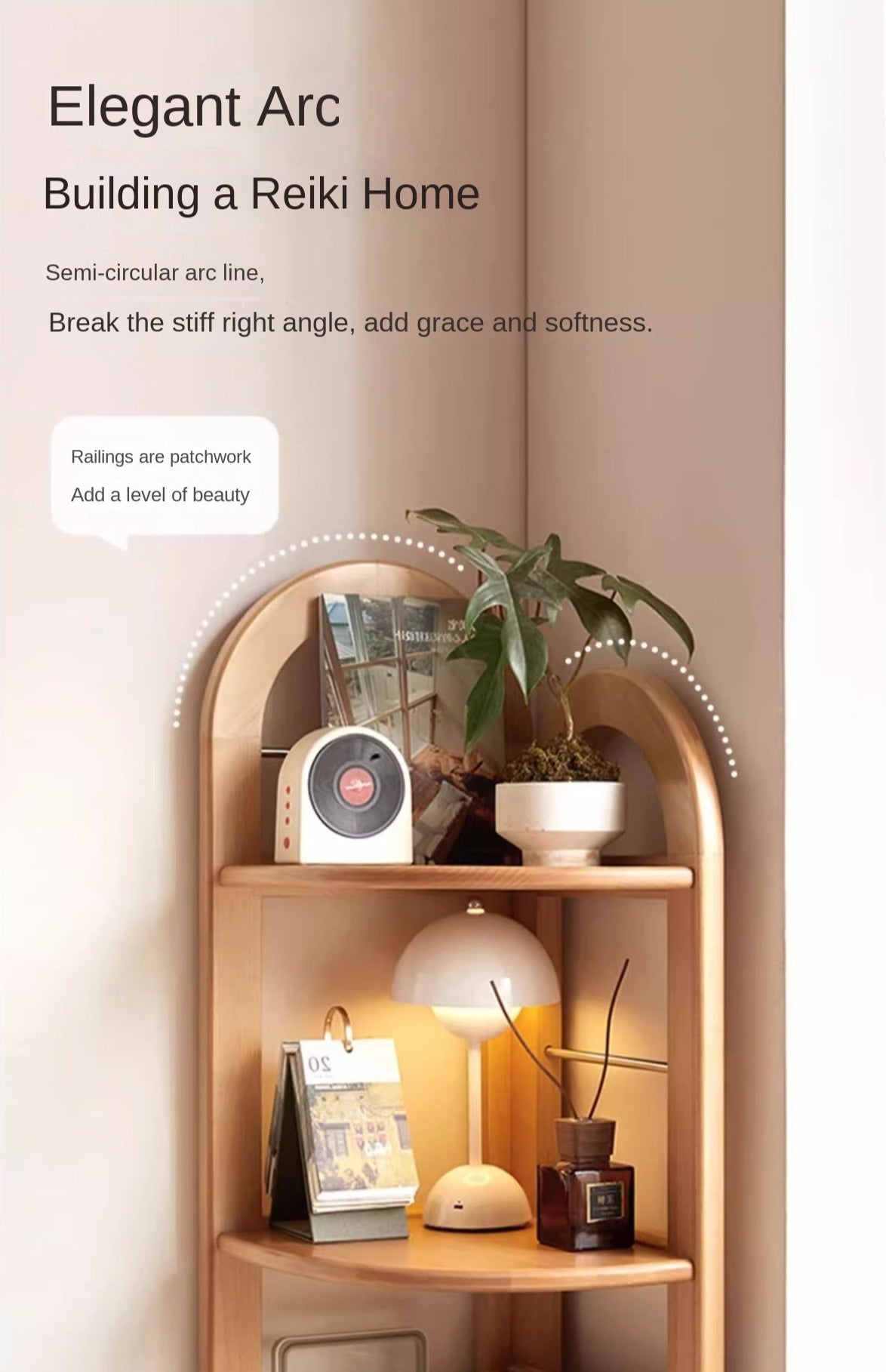 European Beech Solid Wood Corner Bookshelf.