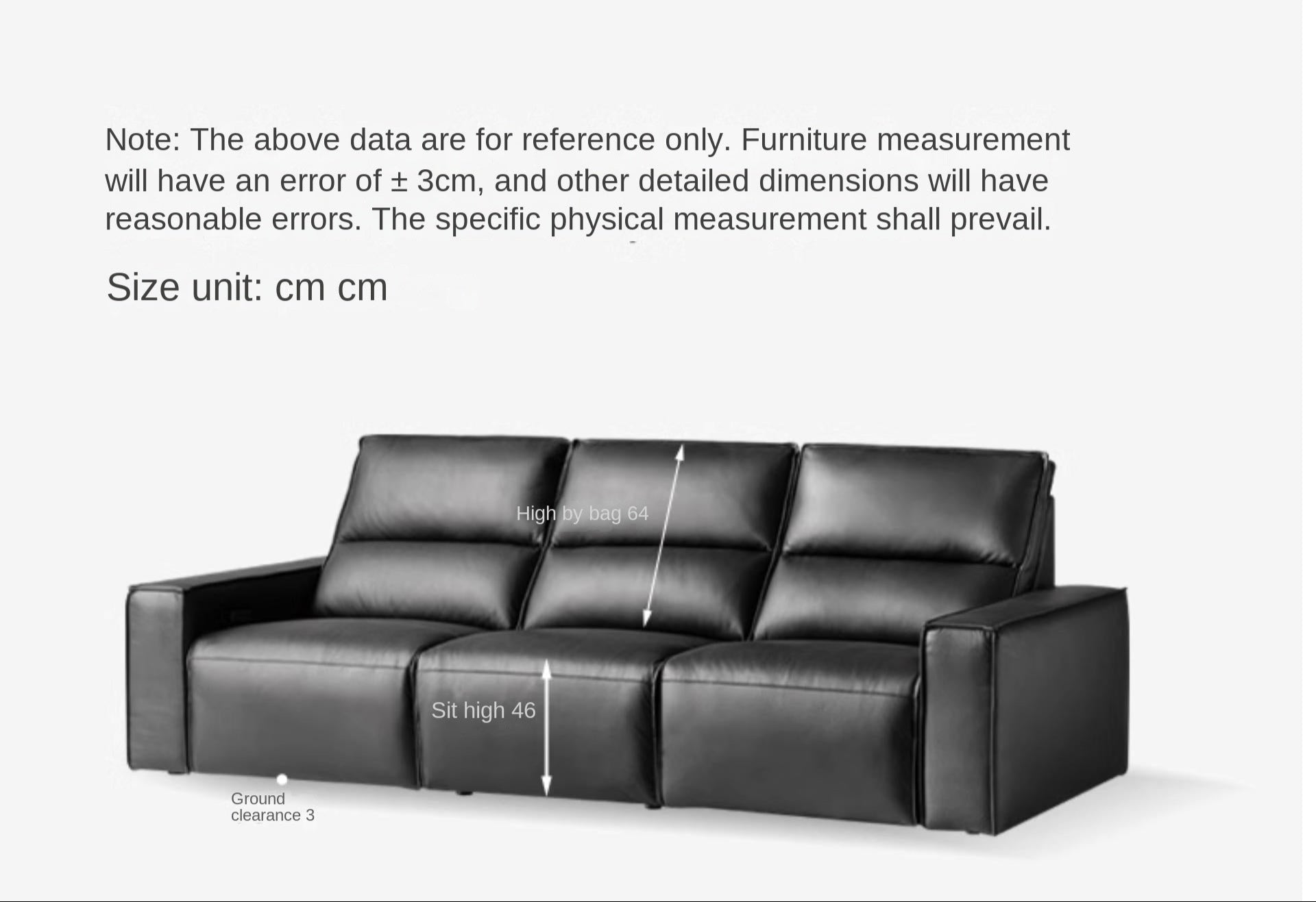 Cowhide Straight Leather Electric Sofa- 4 color