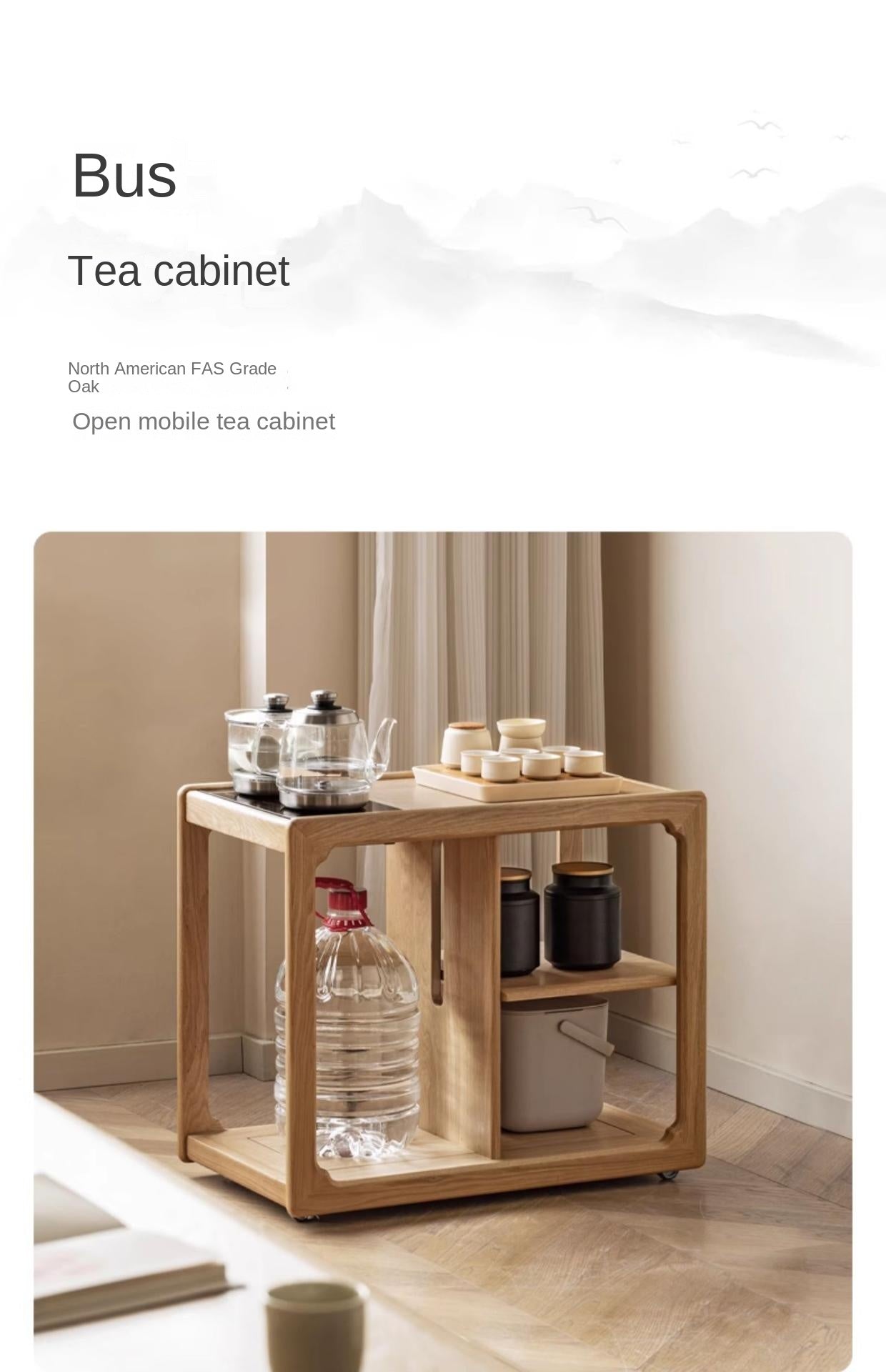 Oak Solid Wood Movable Kettle Integrated Tea Table
