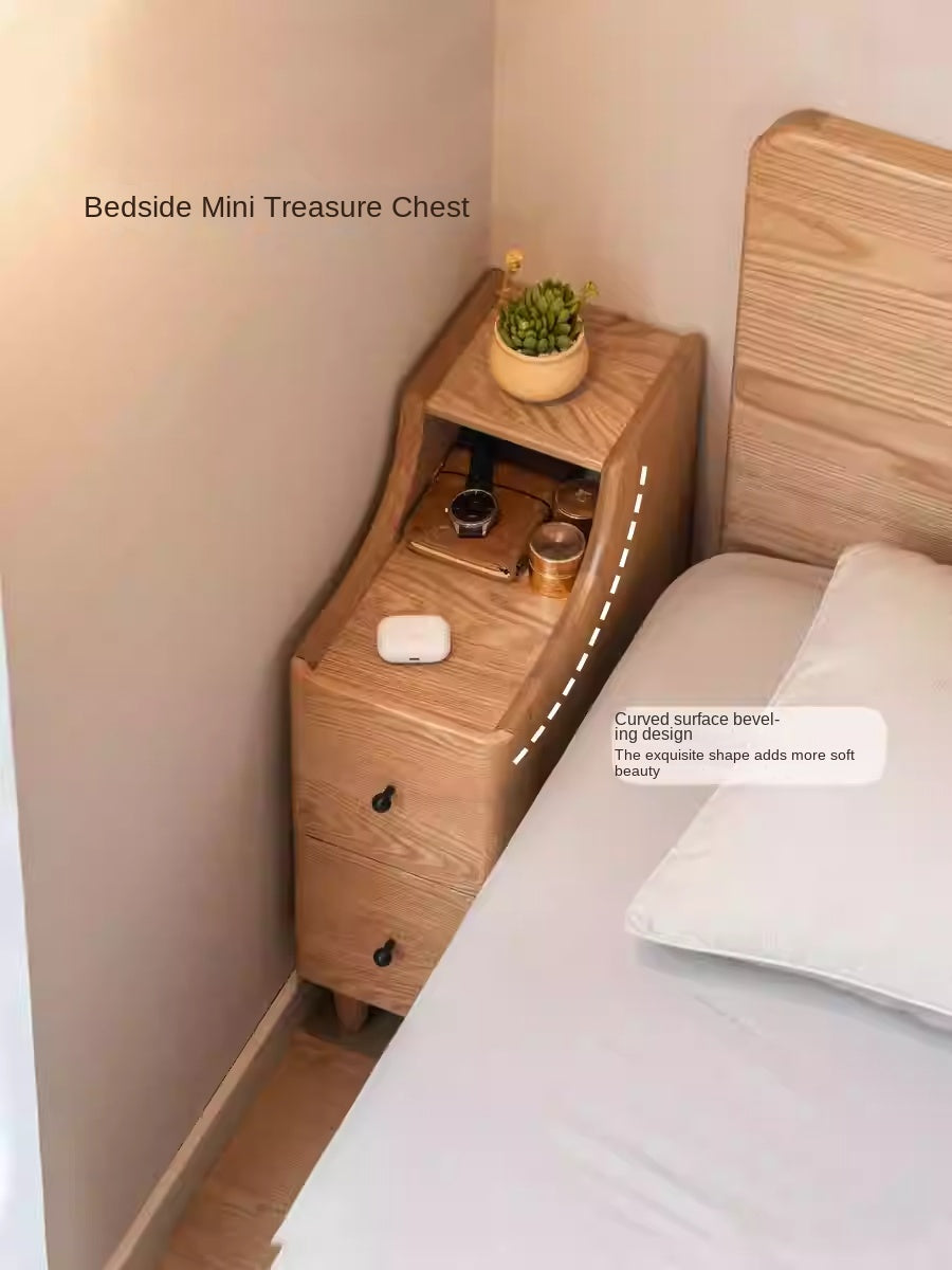 Ash, Oak Solid Wood, Solid RubberWood Modern Nightstand.