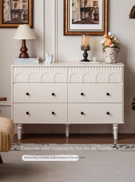 Solid Rubberwood Cabinet French Retro Cream Style Drawers.