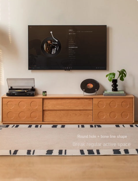 Cherry Solid Wood Retro Antique Style Floor TV Cabinet.