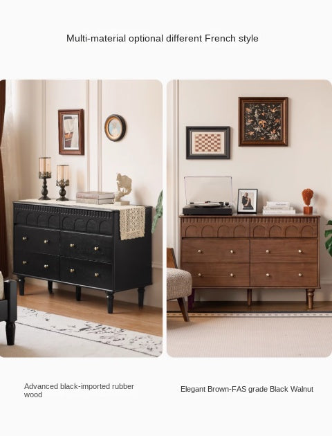 Solid Rubberwood Cabinet French Retro Cream Style Drawers.