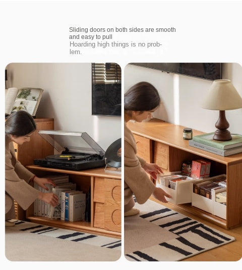 Cherry Solid Wood Retro Antique Style Floor TV Cabinet.