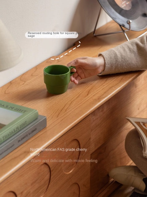 Cherry Solid Wood Retro Antique Style Floor TV Cabinet.