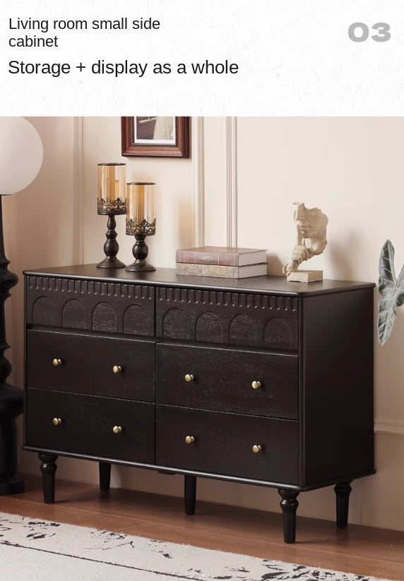 Poplar Solid Wood French Retro Six Drawers.