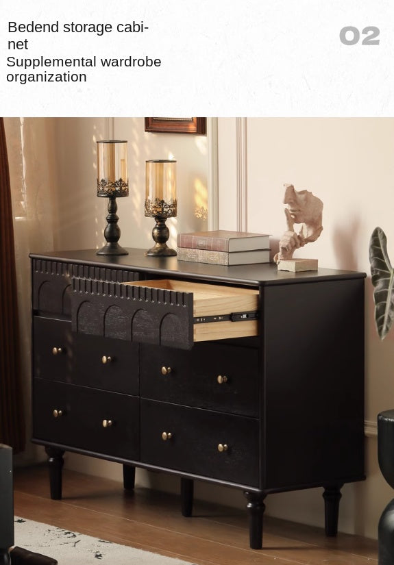 Poplar Solid Wood French Retro Six Drawers.