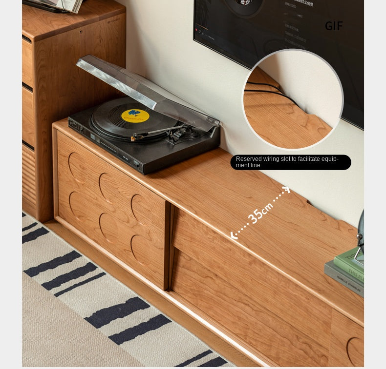 Cherry Solid Wood Retro Antique Style Floor TV Cabinet.