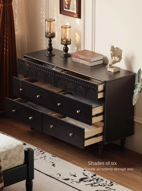Poplar Solid Wood French Retro Six Drawers.