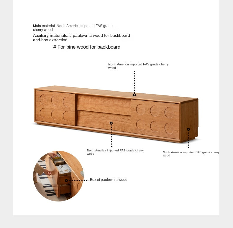 Cherry Solid Wood Retro Antique Style Floor TV Cabinet.