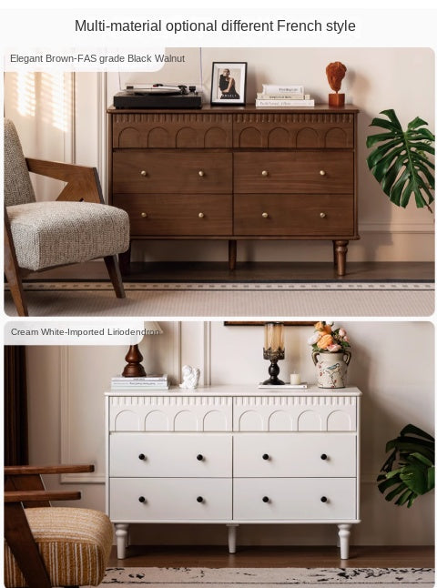 Poplar Solid Wood French Retro Six Drawers.