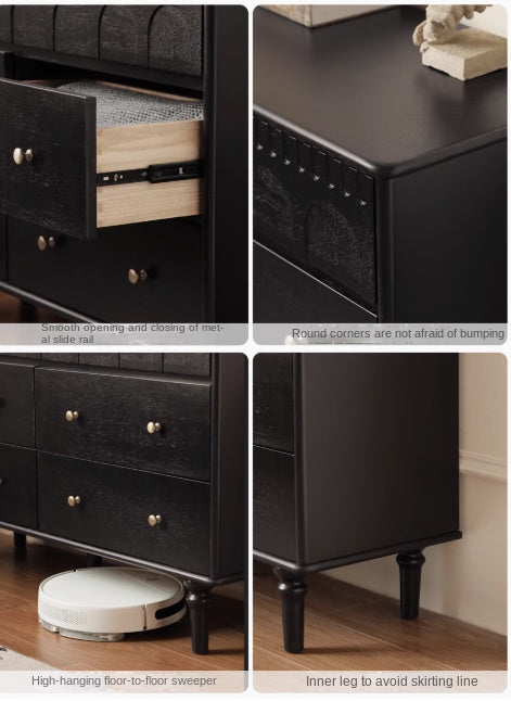 Poplar Solid Wood French Retro Six Drawers.