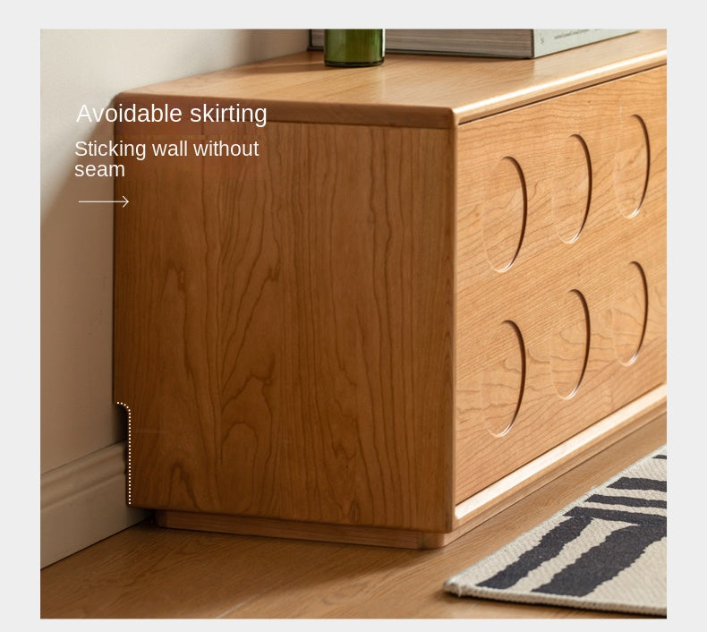 Cherry Solid Wood Retro Antique Style Floor TV Cabinet.